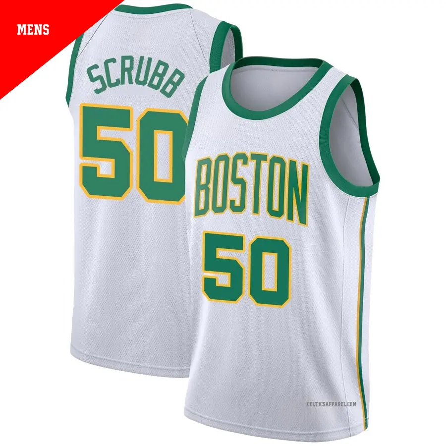 ＃50 Men's Jay Scrubb Boston Celtics 2018/19 Swingman White JerseyCity Edition