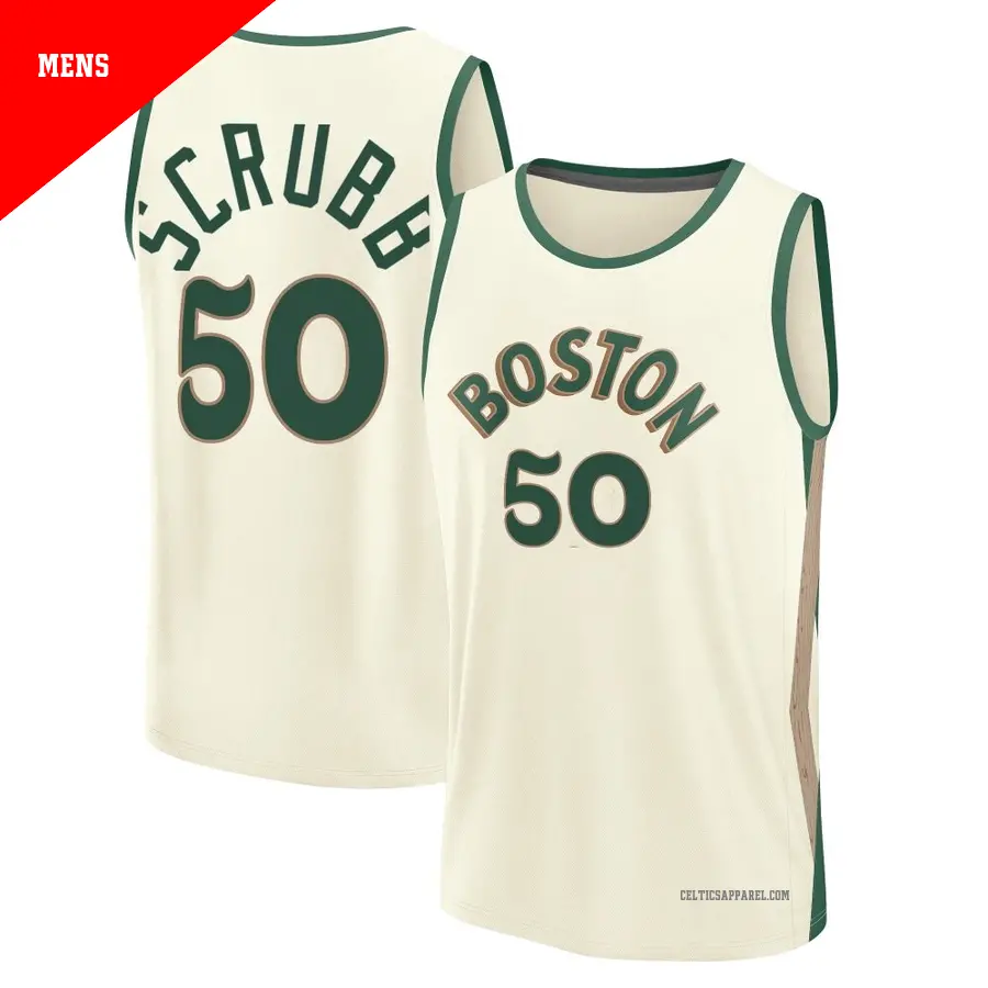 ＃50 Men's Jay Scrubb Boston Celtics 2023/24 Fast Break White City Edition Jersey