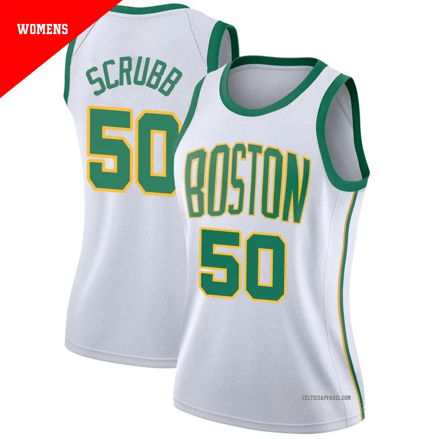 ＃50 Women's Jay Scrubb Boston Celtics 2018/19 Swingman White JerseyCity Edition