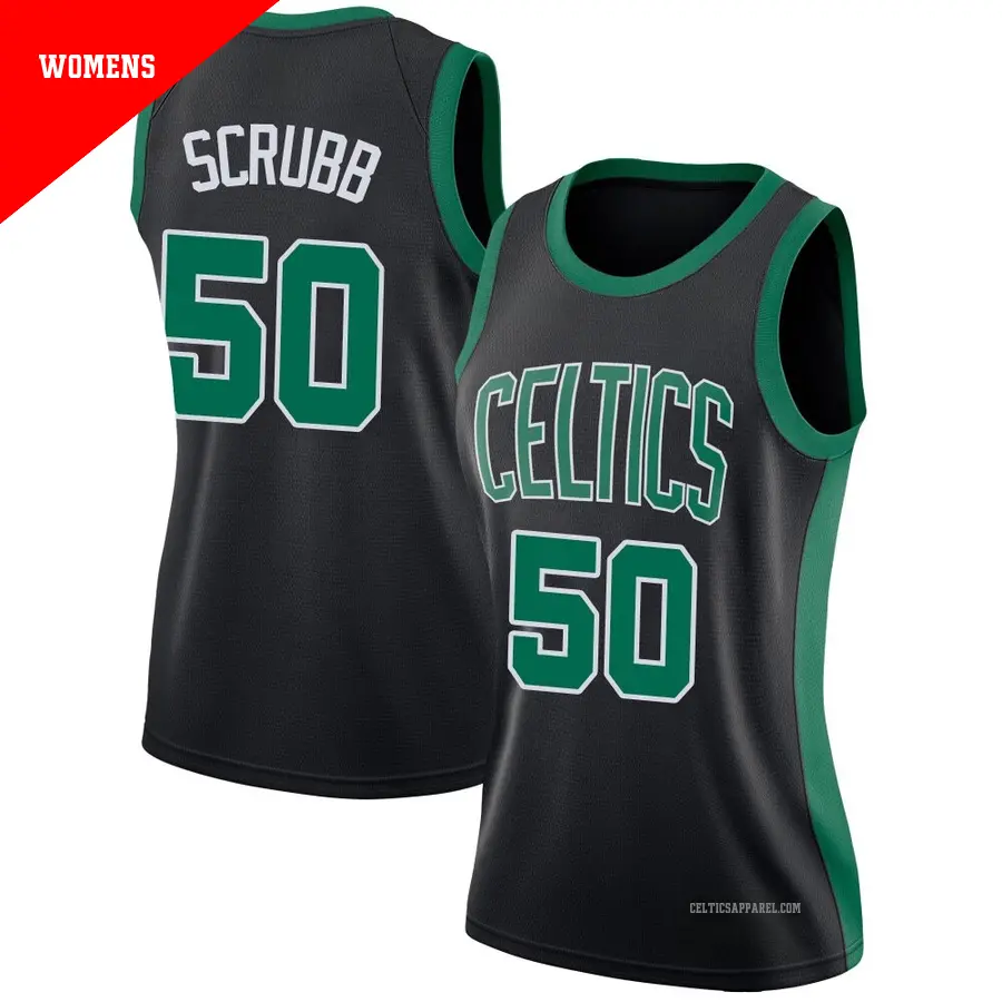 ＃50 Women's Jay Scrubb Boston Celtics Black Swingman JerseyStatement Edition