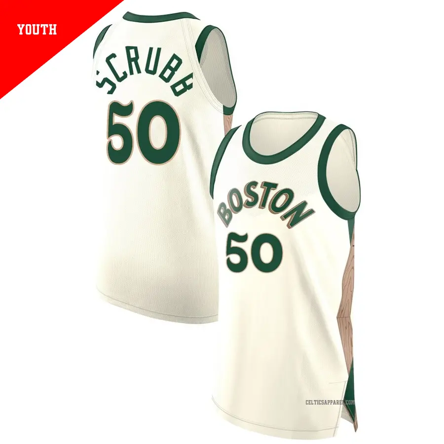 ＃50 Youth Jay Scrubb Boston Celtics 2023/24 Authentic White City Edition Jersey