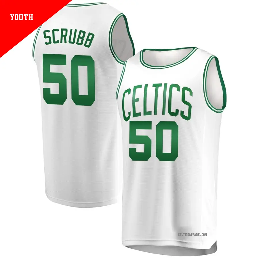 ＃50 Youth Jay Scrubb Boston Celtics White Fast Break JerseyAssociation Edition